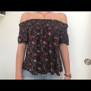 Floral shirt off shoulder
